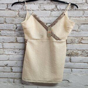 Gianni Bini, Mini dress, size small, color cream and gold